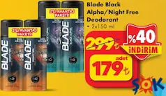BLADE BLACK ALPHA/NİGHT FREE DEODORANT 2X150 ML